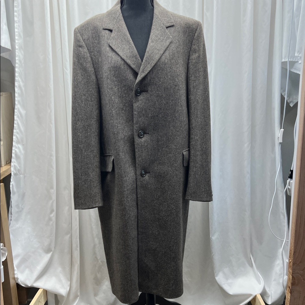 Men's LG Long Wool Tweed Overcoat Heritage Intellectual Romantic Dark Neutrals